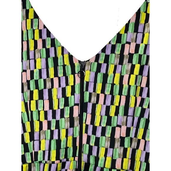 Calvin Klein Deep Front & Back V Neckline Fit & Flare Dress Multi-Color Size 12 - Picture 3 of 8